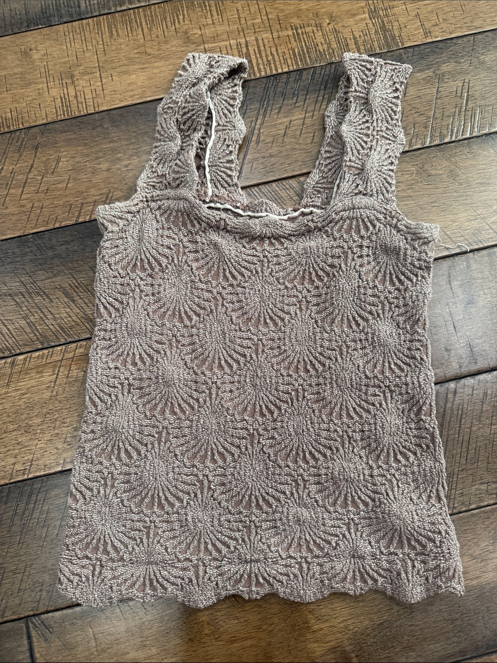 Free People Taupe Crochet Tank Top